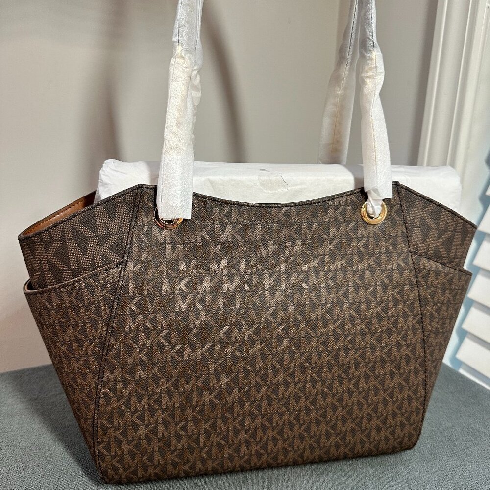 💼 MICHAEL KORS JET SET LARGE SIGNATURE LOGO SHOULDER BAG - BRAND NWT 💼 - Picture 4 of 12